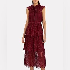 SELF-PORTRAIT TIERED SLEEVELESS LACE MIDI DRESS
Size: 8, Retails for $525
